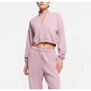 Skims Womens 2X 1/4 Zip Pullover Sweatshirt Mauve Pink Athleisure Lounge Z21